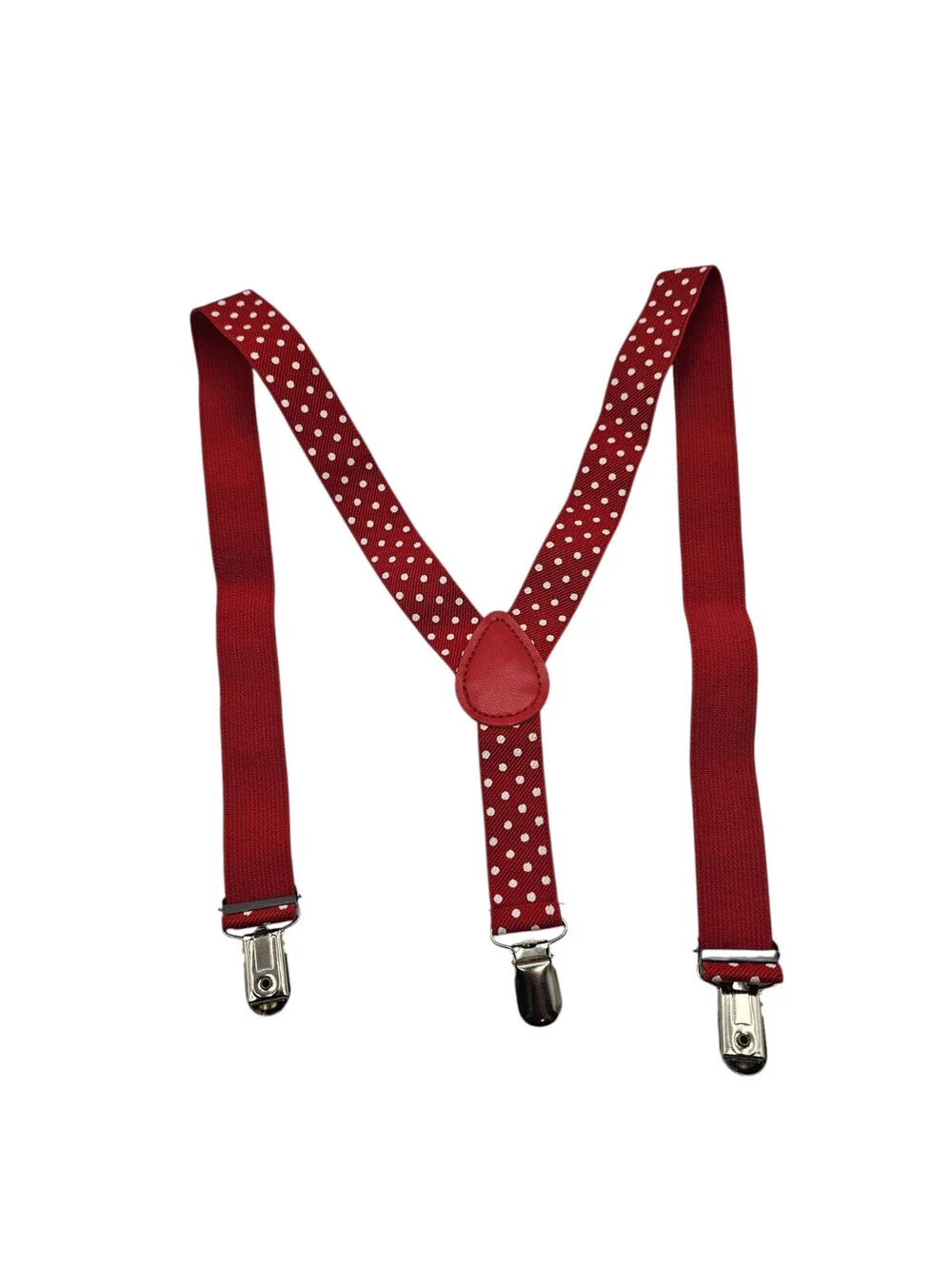 Set of Kids Childrens Vintage Suspenders Red White Polka Dot